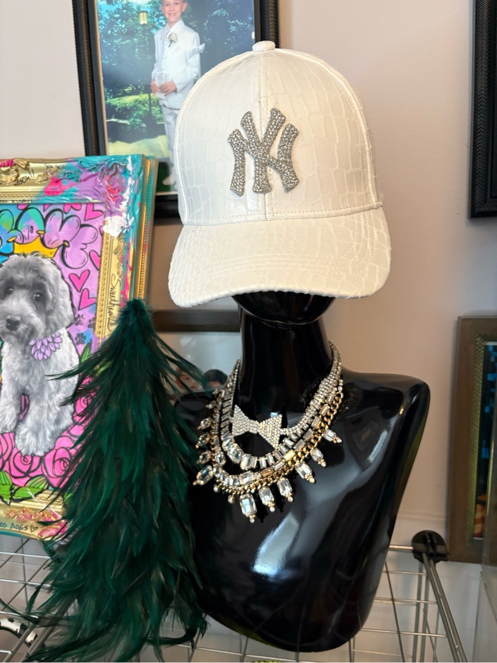 Embellished White Baseball Cap